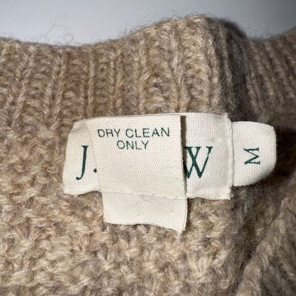 J. Crew Oarsman 100% Wool Cable Knit Fisherman Sweater Tan Men Medium/ Large - Picture 8 of 9